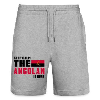 Keep Calm Angola Flaggen Design - Stanley/Stella Unisex Bio Joggingshorts Trainer  - Grau meliert - Vorne - Nik (191cm) & Marisol (170cm)