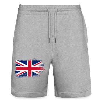 Union Jack Grunge en détresse - Short de jogging bio TRAINER Stanley/Stella unisexe - gris chiné - Devant - Nik (191cm) & Marisol (170cm)