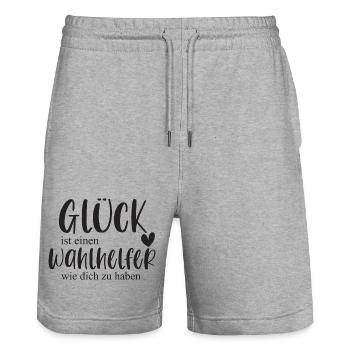 Wahlhelfer Ehrenamt Stadt Gemeinde Geschenk - Stanley/Stella Unisex Bio Joggingshorts Trainer  - Grau meliert - Vorne - Nik (191cm) & Marisol (170cm)