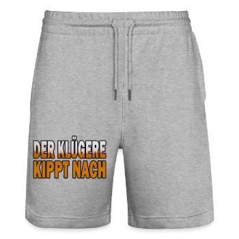 Der Klügere Kippt Nach - Stanley/Stella Unisex Bio Joggingshorts Trainer  - Grau meliert - Vorne - Nik (191cm) & Marisol (170cm)