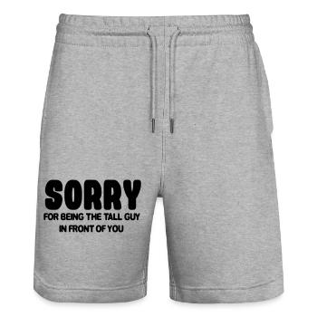 Sorry this tall guy is standing in front of you # - Stanley/Stella Trainer Unisex Organic Jogging Shorts - heather grey - Front - Nik (191cm) & Marisol (170cm)