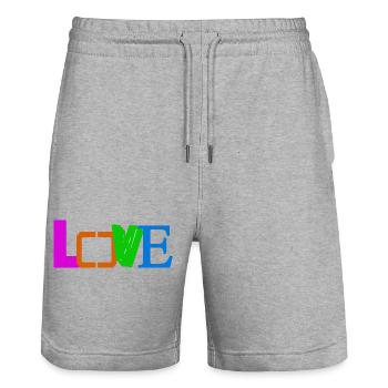 LIEBE - Stanley/Stella Unisex Bio Joggingshorts Trainer  - Grau meliert - Vorne - Nik (191cm) & Marisol (170cm)