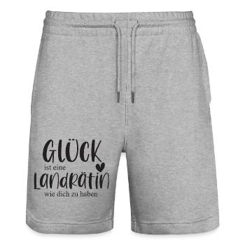 Landrätin Ehrenamt Politiker Politik Geschenk - Stanley/Stella Unisex Bio Joggingshorts Trainer  - Grau meliert - Vorne - Nik (191cm) & Marisol (170cm)