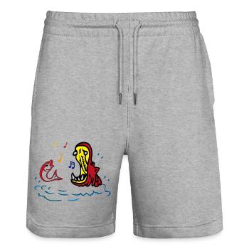 Hippo und Fisch singen im Duett - Stanley/Stella Unisex Bio Joggingshorts Trainer  - Grau meliert - Vorne - Nik (191cm) & Marisol (170cm)