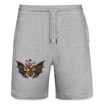 Stunning steampunk heart with wings - Stanley/Stella Trainer Unisex Organic Jogging Shorts - heather grey - Front - Nik (191cm) & Marisol (170cm)