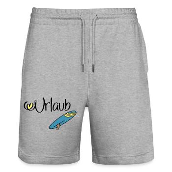Urlaub mit Surfbrett - Stanley/Stella Unisex Bio Joggingshorts Trainer  - Grau meliert - Vorne - Nik (191cm) & Marisol (170cm)