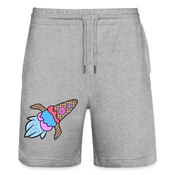 Crème glacée Dessert Beignet Bonbons Délicieuse Collation - Short de jogging bio TRAINER Stanley/Stella unisexe - gris chiné - Devant - Nik (191cm) & Marisol (170cm)