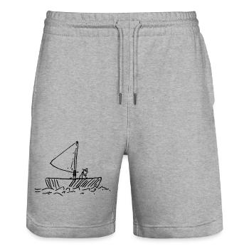 Pêcheurs dans le bateau - Short de jogging bio TRAINER Stanley/Stella unisexe - gris chiné - Devant - Nik (191cm) & Marisol (170cm)