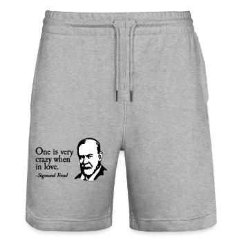 Sigmund Freud Sprüch One Bachelor Party JGA - Stanley/Stella Trainer Unisex Organic Jogging Shorts - heather grey - Front - Nik (191cm) & Marisol (170cm)