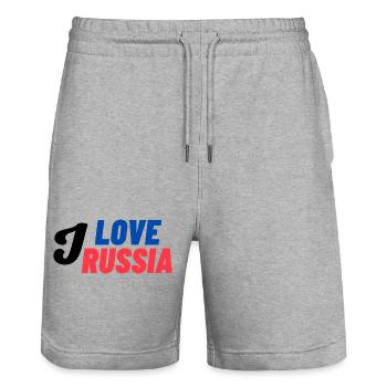 I Love Russia Farbblock - Stanley/Stella Unisex Bio Joggingshorts Trainer  - Grau meliert - Vorne - Nik (191cm) & Marisol (170cm)