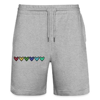 HEART. HEARTS. VALENTINE'S DAY. LOVE. LOVE. HEART - Stanley/Stella Trainer Unisex Organic Jogging Shorts - heather grey - Front - Nik (191cm) & Marisol (170cm)