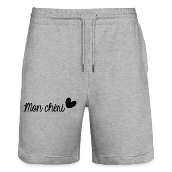 SAINT VALENTIN. EVJF. JE T'AIME. I LOVE YOU. AMOUR - Short de jogging bio TRAINER Stanley/Stella unisexe - gris chiné - Devant - Nik (191cm) & Marisol (170cm)
