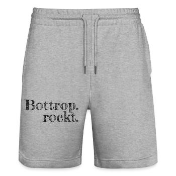 Bottrop - Textdesign mit Stadtnamen - Stanley/Stella Unisex Bio Joggingshorts Trainer  - Grau meliert - Vorne - Nik (191cm) & Marisol (170cm)