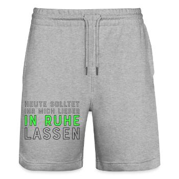 Lustige Sprüche für Kollegen - Stanley/Stella Unisex Bio Joggingshorts Trainer  - Grau meliert - Vorne - Nik (191cm) & Marisol (170cm)