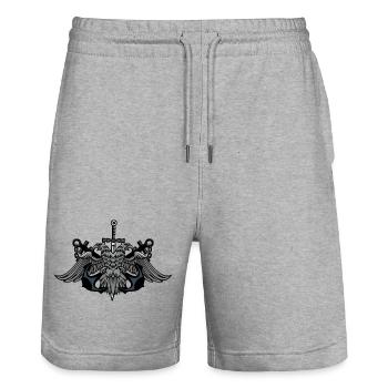 Blason de l’Aigle Jumeau avec épée - Short de jogging bio TRAINER Stanley/Stella unisexe - gris chiné - Devant - Nik (191cm) & Marisol (170cm)
