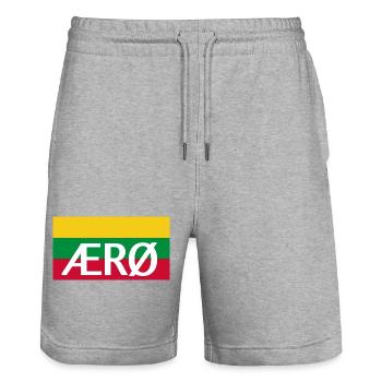 Ærø Flag Denmark Island Flag Aeroe - Stanley/Stella Trainer Unisex Organic Jogging Shorts - heather grey - Front - Nik (191cm) & Marisol (170cm)
