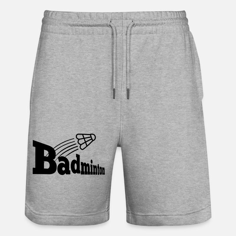 Bagminton-Perspektive mit Shuttle - Stanley/Stella Unisex Bio Joggingshorts Trainer  - Grau meliert