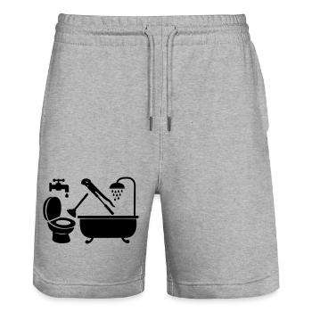 Logo plombier entreprise - Short de jogging bio TRAINER Stanley/Stella unisexe - gris chiné - Devant - Nik (191cm) & Marisol (170cm)