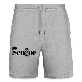 Senior 2023 - Proud Graduated Cool Graduation Gift - Stanley/Stella Trainer Unisex Organic Jogging Shorts - heather grey - Front - Nik (191cm) & Marisol (170cm)