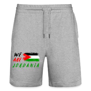 nous sommes la Jordanie - Short de jogging bio TRAINER Stanley/Stella unisexe - gris chiné - Devant - Nik (191cm) & Marisol (170cm)