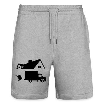 Logo des déménageurs - Short de jogging bio TRAINER Stanley/Stella unisexe - gris chiné - Devant - Nik (191cm) & Marisol (170cm)