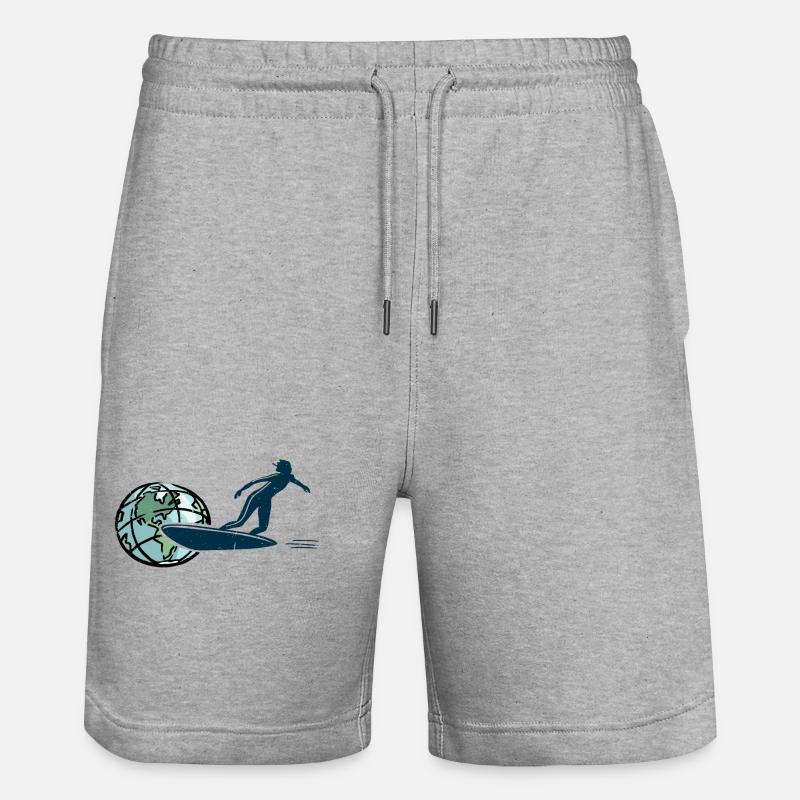 SURF over the World - Stanley/Stella Unisex Bio Joggingshorts Trainer  - Grau meliert