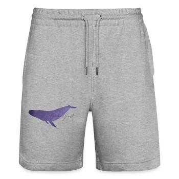 Sanfter Wal Blumendesign - Stanley/Stella Unisex Bio Joggingshorts Trainer  - Grau meliert - Vorne - Nik (191cm) & Marisol (170cm)
