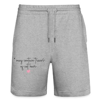 Katze Haustier Katzenhaar Katzen lustig Geschenk - Stanley/Stella Unisex Bio Joggingshorts Trainer  - Grau meliert - Vorne - Nik (191cm) & Marisol (170cm)