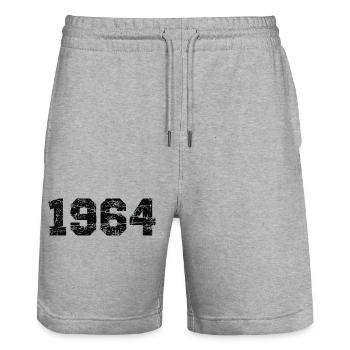 1964 - Stanley/Stella Trainer Unisex Organic Jogging Shorts - heather grey - Front - Nik (191cm) & Marisol (170cm)