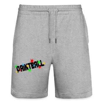 Paintball logo - Stanley/Stella Trainer Unisex Organic Jogging Shorts - heather grey - Front - Nik (191cm) & Marisol (170cm)