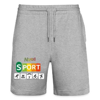 Nutri sport - Short de jogging bio TRAINER Stanley/Stella unisexe - gris chiné - Devant - Nik (191cm) & Marisol (170cm)