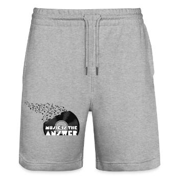 Music is the answer - Stanley/Stella Unisex Bio Joggingshorts Trainer  - Grau meliert - Vorne - Nik (191cm) & Marisol (170cm)