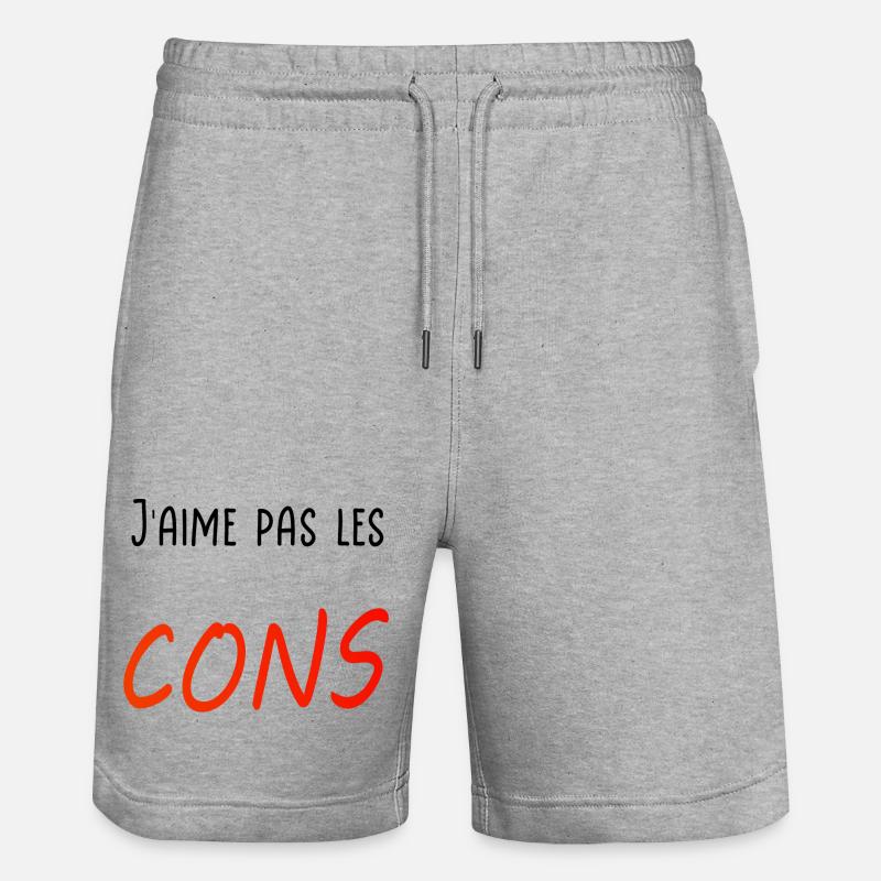 J’aime pas les cons - Short de jogging bio TRAINER Stanley/Stella unisexe - gris chiné