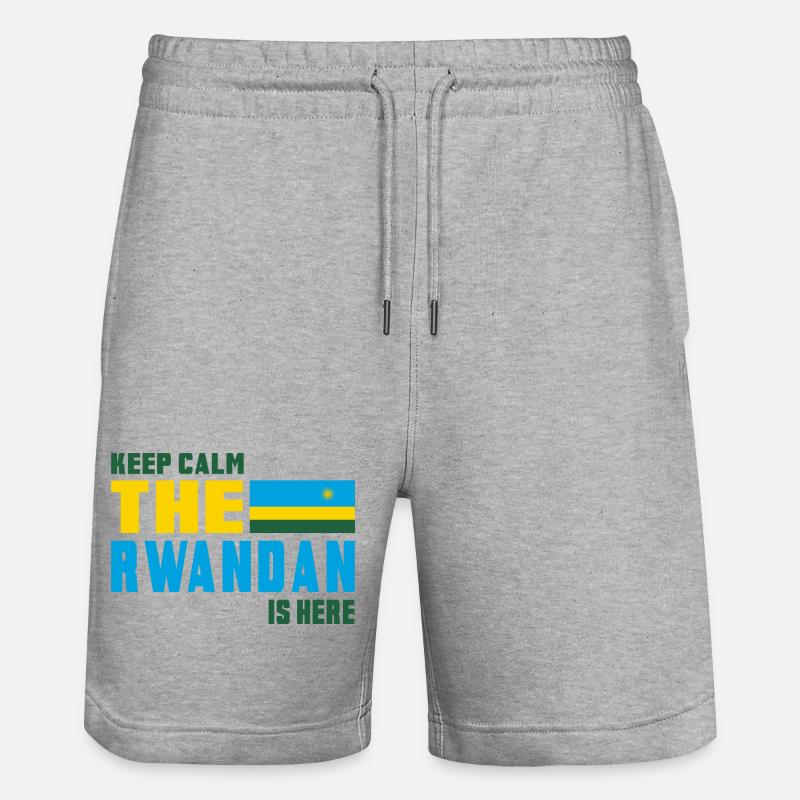 Design drapeau Rwanda Keep Calm - Short de jogging bio TRAINER Stanley/Stella unisexe - gris chiné