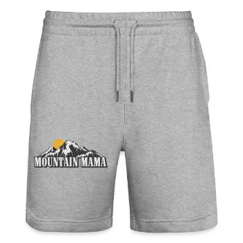 Berg Mama - Stanley/Stella Unisex Bio Joggingshorts Trainer  - Grau meliert - Vorne - Nik (191cm) & Marisol (170cm)
