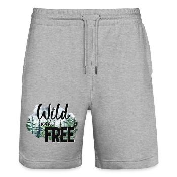 Wild und frei - Stanley/Stella Unisex Bio Joggingshorts Trainer  - Grau meliert - Vorne - Nik (191cm) & Marisol (170cm)