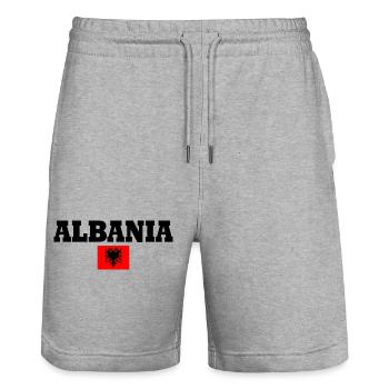 Albanie - Short de jogging bio TRAINER Stanley/Stella unisexe - gris chiné - Devant - Nik (191cm) & Marisol (170cm)