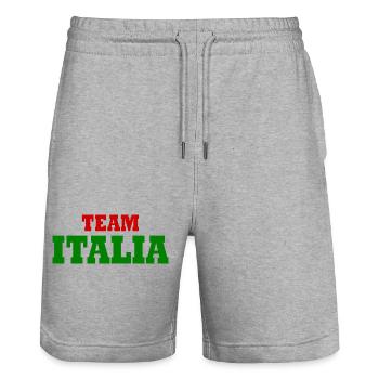 Italy - Stanley/Stella Trainer Unisex Organic Jogging Shorts - heather grey - Front - Nik (191cm) & Marisol (170cm)