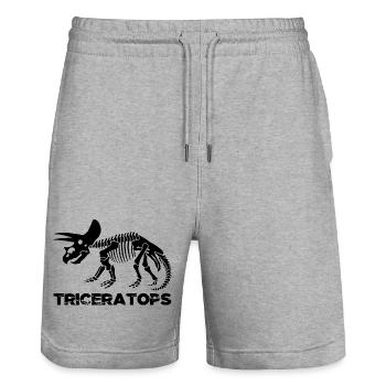 Black triceratops skeleton - Stanley/Stella Trainer Unisex Organic Jogging Shorts - heather grey - Front - Nik (191cm) & Marisol (170cm)