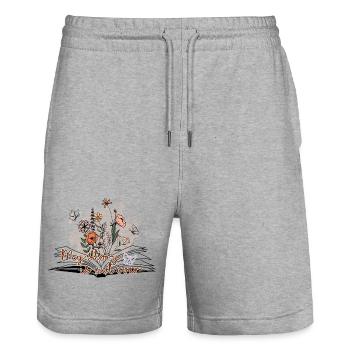 Meine Geschichte ist noch nicht zu Ende - Stanley/Stella Unisex Bio Joggingshorts Trainer  - Grau meliert - Vorne - Nik (191cm) & Marisol (170cm)