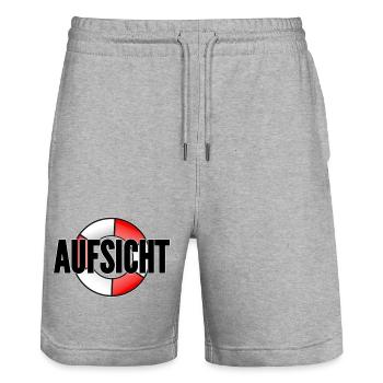 AUFSICHT - Badeaufsicht - Stanley/Stella Unisex Bio Joggingshorts Trainer  - Grau meliert - Vorne - Nik (191cm) & Marisol (170cm)
