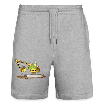 Bagger Mit Krokodil Baustelle Baggerfahrer Jungen - Stanley/Stella Unisex Bio Joggingshorts Trainer  - Grau meliert - Vorne - Nik (191cm) & Marisol (170cm)