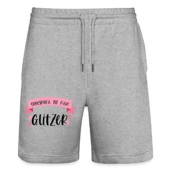 Sägespäne Handwerkerin Holz Wald Glitzer Geschenk - Stanley/Stella Unisex Bio Joggingshorts Trainer  - Grau meliert - Vorne - Nik (191cm) & Marisol (170cm)