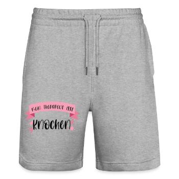 Lustiger Hunde Spruch Therapeut Haustier Knochen - Stanley/Stella Unisex Bio Joggingshorts Trainer  - Grau meliert - Vorne - Nik (191cm) & Marisol (170cm)