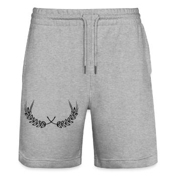 Corn grain wheat decoration - Stanley/Stella Trainer Unisex Organic Jogging Shorts - heather grey - Front - Nik (191cm) & Marisol (170cm)