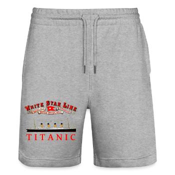 TITANIC creation Louis RUNEMBERG © Adagp - Stanley/Stella Trainer Unisex Organic Jogging Shorts - heather grey - Front - Nik (191cm) & Marisol (170cm)
