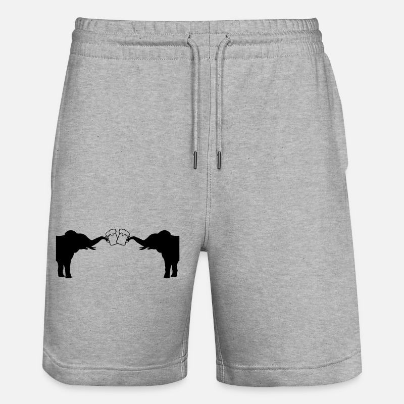Anstoßen 2 Elefanten Bier - Stanley/Stella Unisex Bio Joggingshorts Trainer - Grau meliert