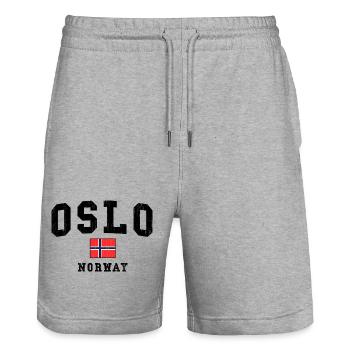 Conception du drapeau d’Oslo, Norvège - Short de jogging bio TRAINER Stanley/Stella unisexe - gris chiné - Devant - Nik (191cm) & Marisol (170cm)