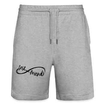 Best friends forever - Stanley/Stella Trainer Unisex Organic Jogging Shorts - heather grey - Front - Nik (191cm) & Marisol (170cm)
