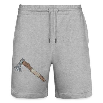 Handmade Fenrir Axt - Stanley/Stella Unisex Bio Joggingshorts Trainer  - Grau meliert - Vorne - Nik (191cm) & Marisol (170cm)
